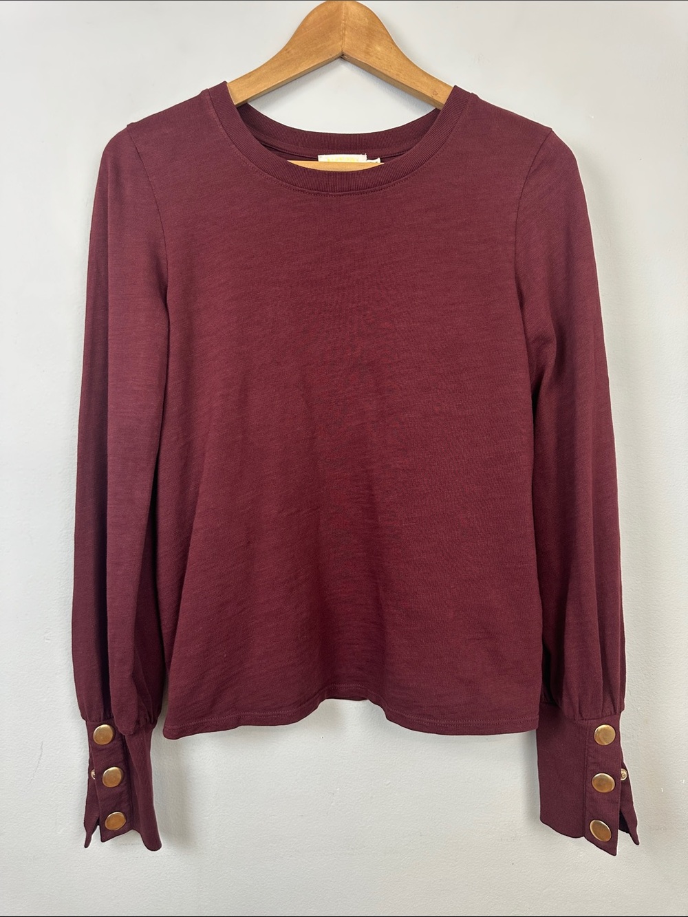 NATION LTD Johnnie Snap Sleeve T-shirt Maroon/Burgundy  Sz S